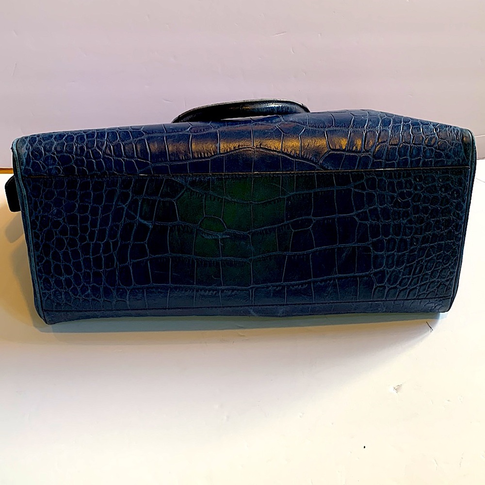Coach Legacy Haley Satchel Exotic Croc-Embossed Leather 25324 Bag Navy/Sliver - Picture 8 of 12